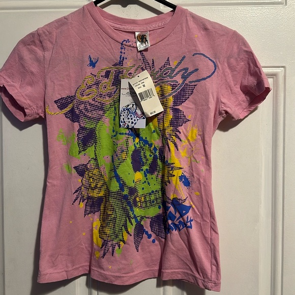 Ed Hardy Other - Ed Hardy Kids Sz M NWT $62 Pink Tshirt graffiti skull